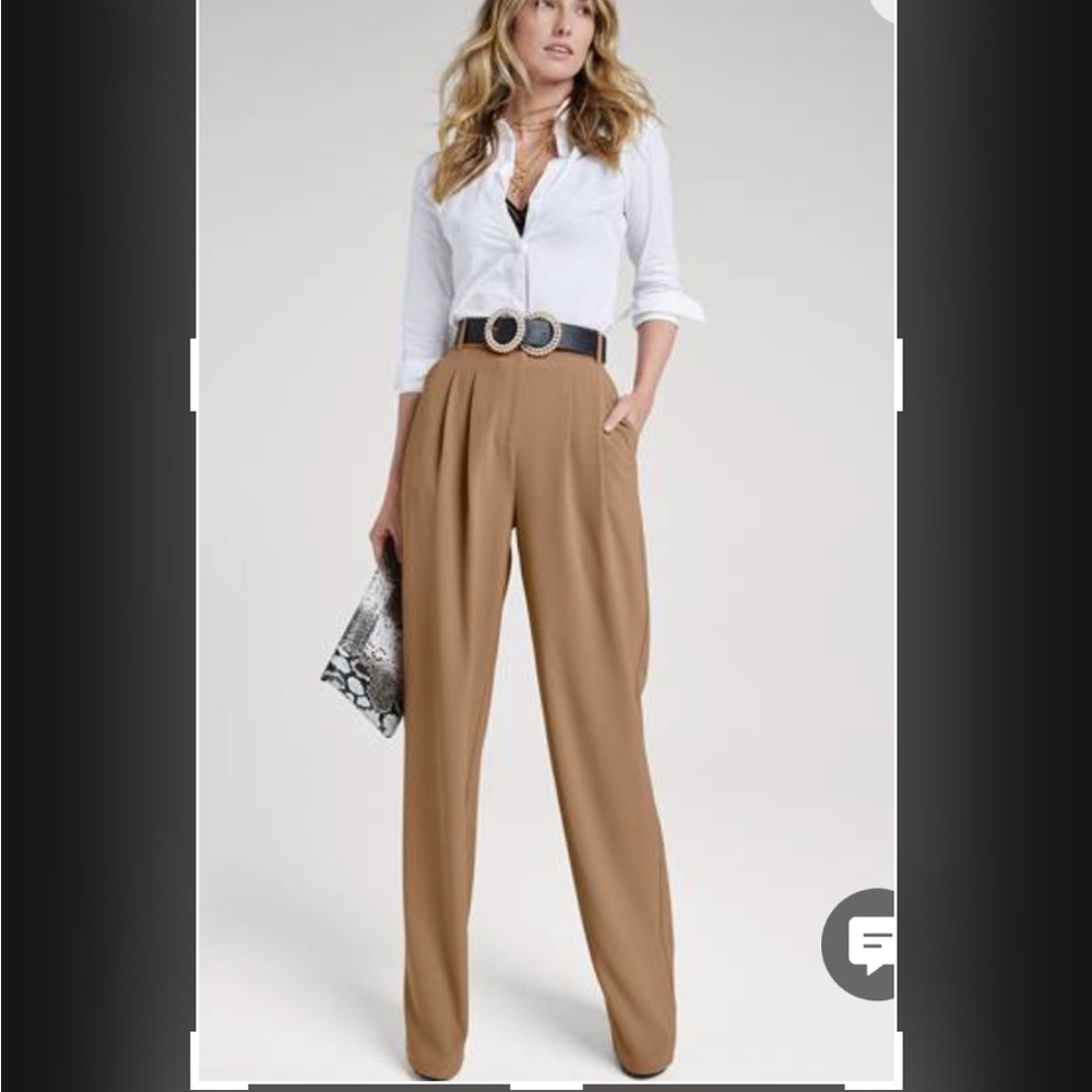 Elegant Tan Women's High-Waisted Pants